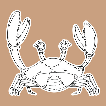 Crab drawing. Hand drawn monochrome seafood. Vector illustration.のイラスト素材