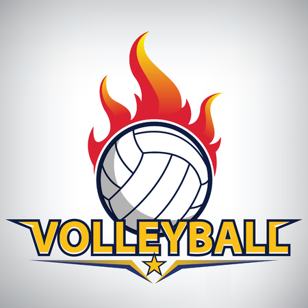 fire on volleyball championship logo. modern sport emblem. vector illustrationのイラスト素材