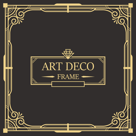 Art deco border and frame. Creative template in style of 1920s for your design. Vector illustration. EPS 10のイラスト素材