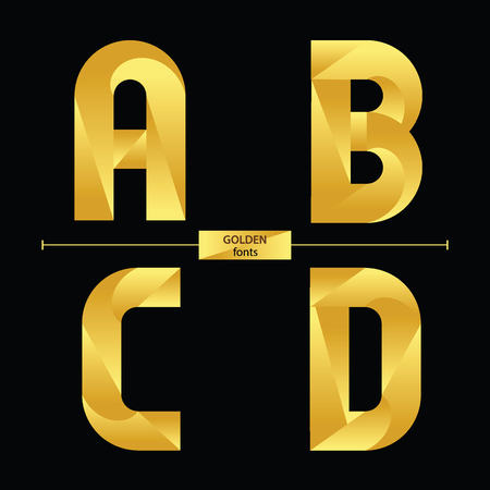 Vector graphic alphabet in a set A,B.C,D, with golden color luxury styleのイラスト素材