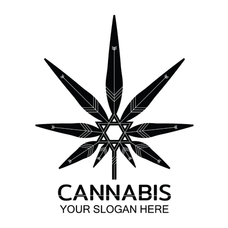 abstract medical marijuana, cannabis green leaf logo. vector illustration.のイラスト素材