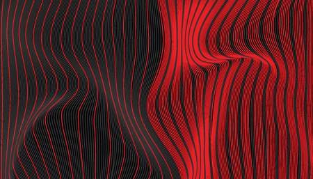 Abstract red and black wave fabric texture. line wavy switch colors style vector illustration.のイラスト素材
