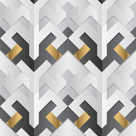 Geometric decor stripes white and golden element. seamless texture. vector illustration.のイラスト素材