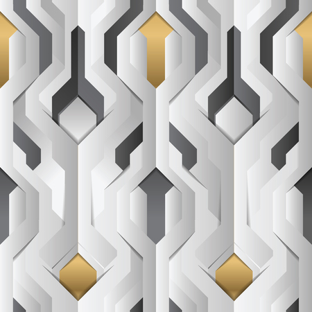 Geometric decor stripes white and golden element. seamless texture. vector illustration.のイラスト素材