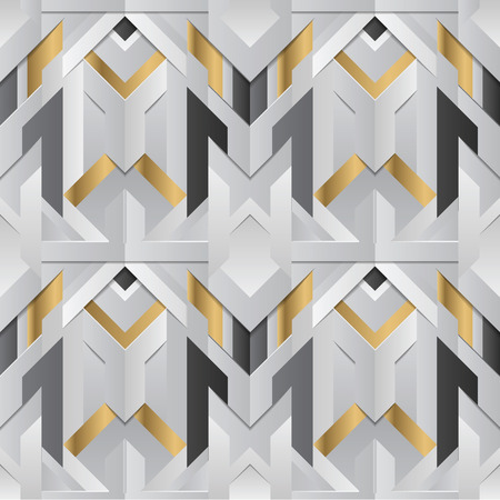 Geometric decor stripes white and golden element. seamless texture. vector illustration.のイラスト素材