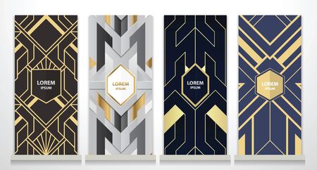 Design templates Art deco booklets set on the shelf. collection for packaging,design of luxury products. vector illustration.のイラスト素材
