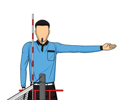 Volleyball referee gives sign who score the point action on white background. Vector illustrationのイラスト素材