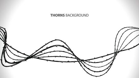 Blackthorn branches with thorns stylish endless background. Horror style horrible. Vector illustration.のイラスト素材