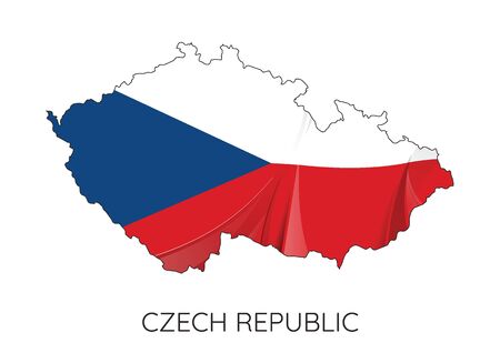 Map Of Czech Republic With Flag As Texture Isolated On White Background. Vector Illustrationのイラスト素材