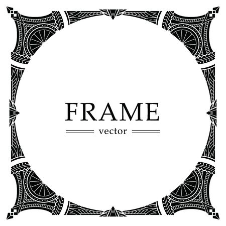 Art frame. Creative template in style of circular ornament for your design. Vector illustration.のイラスト素材