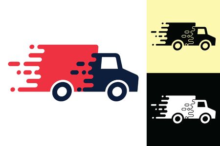 Truck delivery icon vector, separate into 3 forms. Van, flat lines, fast moving, concept of service labels, fast delivery illustration.のイラスト素材