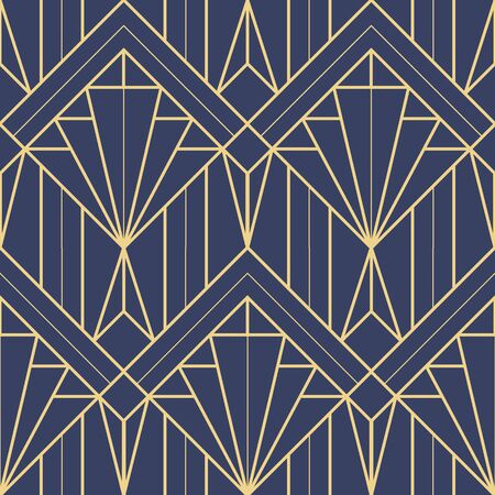Vector modern geometric tiles pattern. golden lined shape. Abstract art deco seamless luxury background.のイラスト素材
