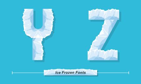 Vector graphic alphabet in a set Y,Z, with Ice Frozen font styleのイラスト素材