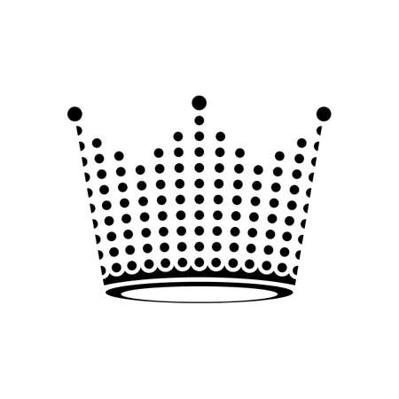 Crown logo. Black dot symbol icon on black background. Vector illustration.のイラスト素材