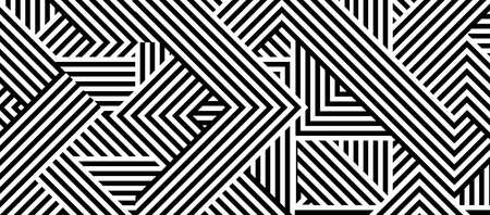Seamless abstract pattern with black white striped lines. Vector  background, texture. Futuristic element, technologic design.のイラスト素材