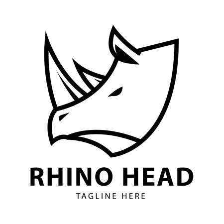 Animal Rhino  Vector Design Template. Abstract Black and white linear illustration.のイラスト素材