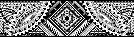 polynesian tattoo pattern maori, samoa ornament border, ethic tribal template vector.のイラスト素材