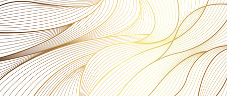 Luxury golden wallpaper. Art Deco Pattern, Linear wave background texture for print, fabric, packaging design, invite.のイラスト素材