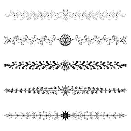 Dividers tribal floral design elements, ornaments, vector illustrationのイラスト素材