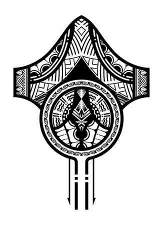 Tattoo tribal abstract sleeve, black arm shoulder tattoo fantasy pattern vector art design isolated on white backgroundのイラスト素材