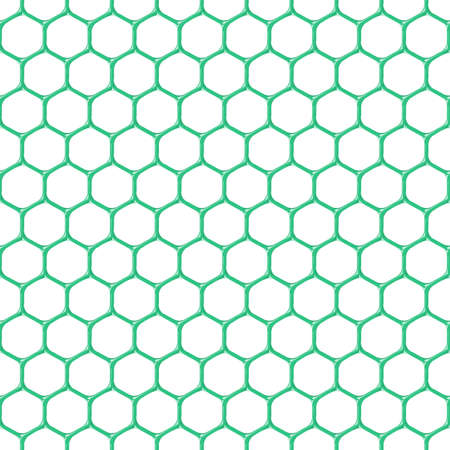 Plastic green mesh seamless structure. Hexagon isolated on white background. Vector illustration....