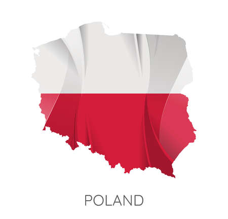 Map Of Poland With Flag As Texture Isolated On White Background. Vector Illustrationのイラスト素材