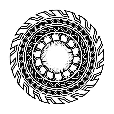 Maori circle tattoo shape, tribal tattoo design pattern polynesian mandala vectorのイラスト素材