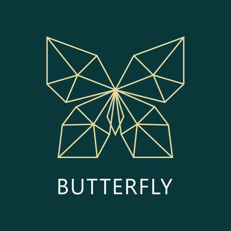 Abstract polygonal butterfly logo. Geometric linear butterfly vector.のイラスト素材