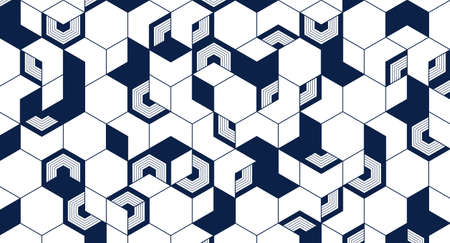 Abstract geometric lines cube background. Template design with blue color triangle for Banner,...