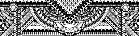 Polynesian tattoo pattern maori, samoa ornament border, ethic tribal template vector.のイラスト素材