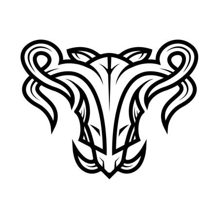 abstract animal head tribal designs template on white background.のイラスト素材