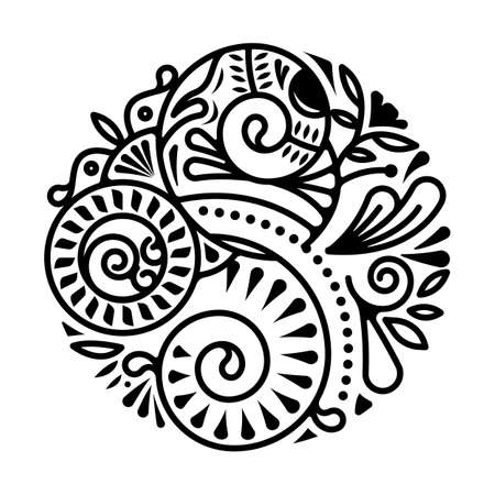 Maori circle tattoo shape, tribal tattoo design pattern polynesian mandala vectorのイラスト素材