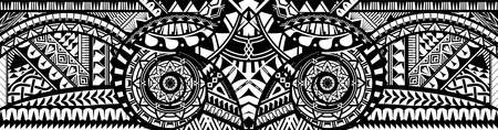 Polynesian tattoo pattern maori, samoa ornament border, ethic tribal template vector.のイラスト素材