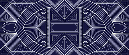 Vector modern geometric tiles pattern. Abstract art deco seamless luxury blue background.のイラスト素材