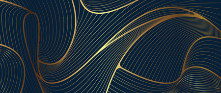 Luxury golden linear background. Art Deco Pattern, Linear wave background texture for print, fabric, packaging design, invite.のイラスト素材