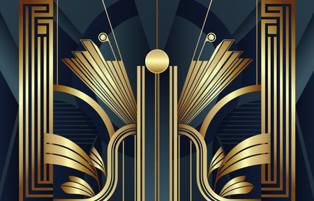 Abstract luxury golden art deco style background. illustration geometric elements and expensive.のイラスト素材
