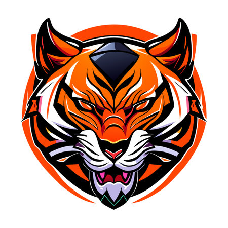E-Sport tiger Logo Vector. Tiger Head Mascot Sport logo Design.のイラスト素材