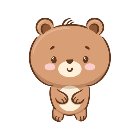 Cute teddy bear in Asian kawaii style. Cartoon character Funny vector illustration for stickers, logo, mascot, isolated elementsのイラスト素材