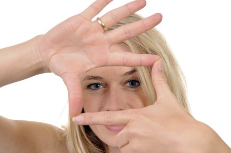 young woman with perspectiveの写真素材