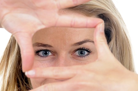 young woman with perspectiveの写真素材