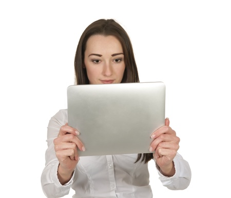 pretty businesswoman with tablet pc