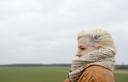 sensual young  blond woman with scarf