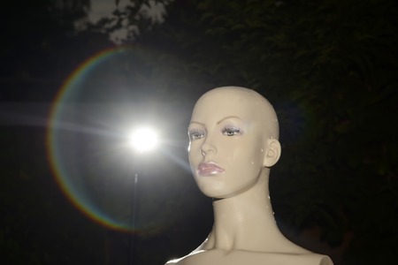puppet in backlight, black background