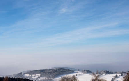 winter landscape in Benecko, Giant Mountains, Czech Republicの写真素材