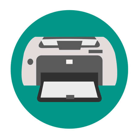 Printer whith green background Flat vector illustrationのイラスト素材