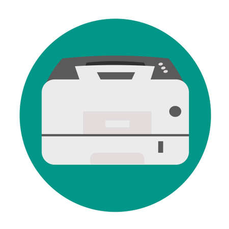 Printer whith green background Flat vector illustrationのイラスト素材