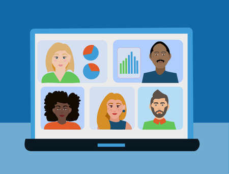Online conference E-education Flat illustrationのイラスト素材