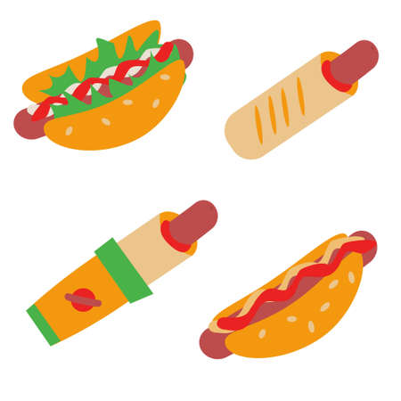 Different types of hot dog Setのイラスト素材