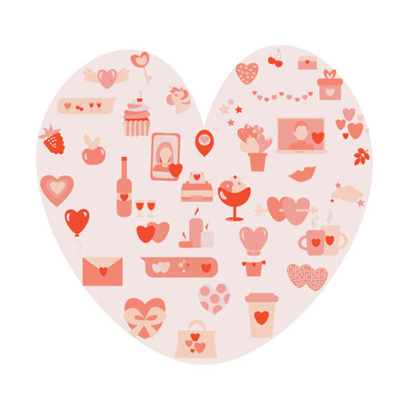 St. Valentines Day post card Flat illustrationのイラスト素材