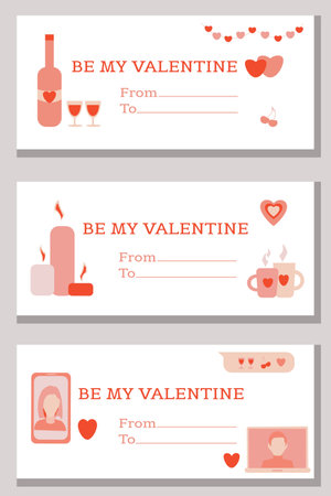 Set of St Valentine cards Flat illustrationのイラスト素材